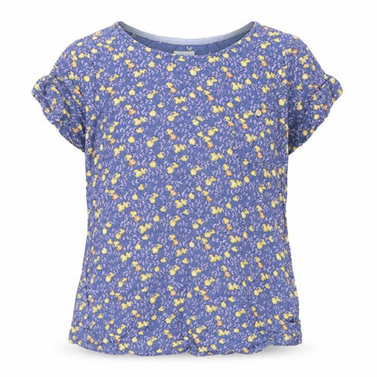 Mantaray Women's Blue Floral Viscose Short Sleeve T-Shirt Size 10