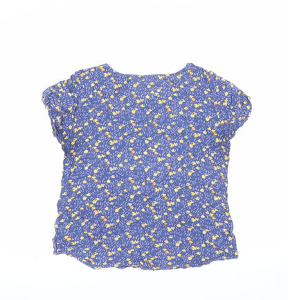 Mantaray Women's Blue Floral Viscose Short Sleeve T-Shirt Size 10