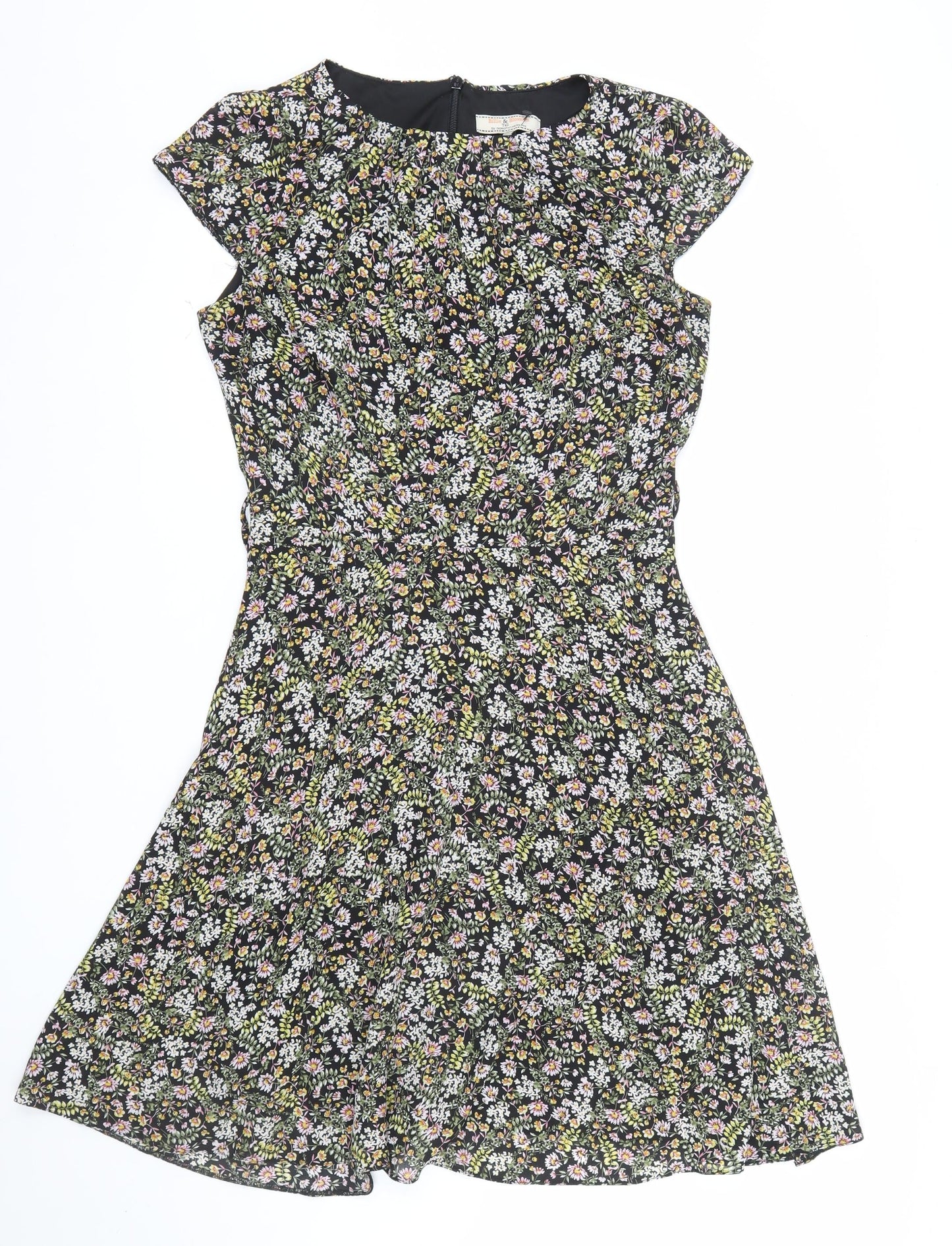 Dorothy Perkins Women’s Black Floral Fit & Flare Tall Dress Size 12