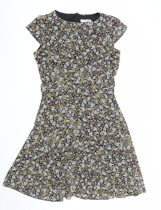 Dorothy Perkins Women’s Black Floral Fit & Flare Tall Dress Size 12
