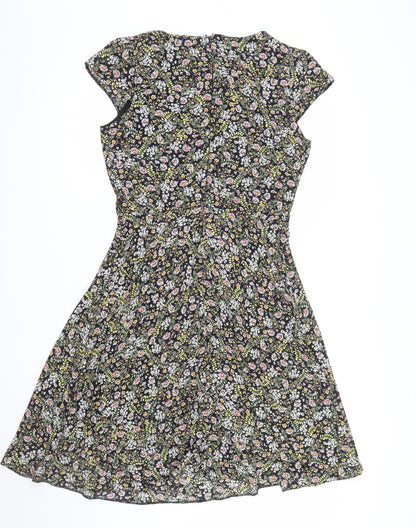 Dorothy Perkins Women’s Black Floral Fit & Flare Tall Dress Size 12