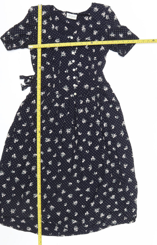 Berkertex Women Blue Floral Shirt Dress Size 10 Short Sleeve Vintage