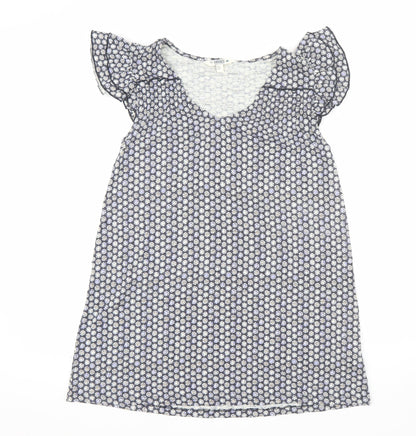 FatFace Womens Blue Geometric Cotton Modal Shift Dress Size 8