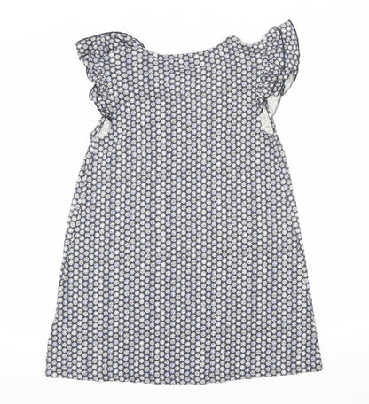 FatFace Womens Blue Geometric Cotton Modal Shift Dress Size 8