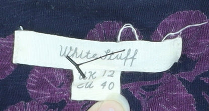 White Stuff Women's Purple Floral Cotton Shift Dress Size 12
