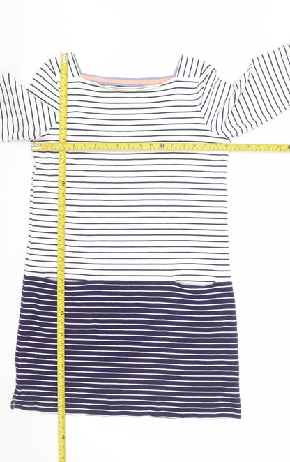 Joules Women Blue Striped Cotton Shift Dress Size 12