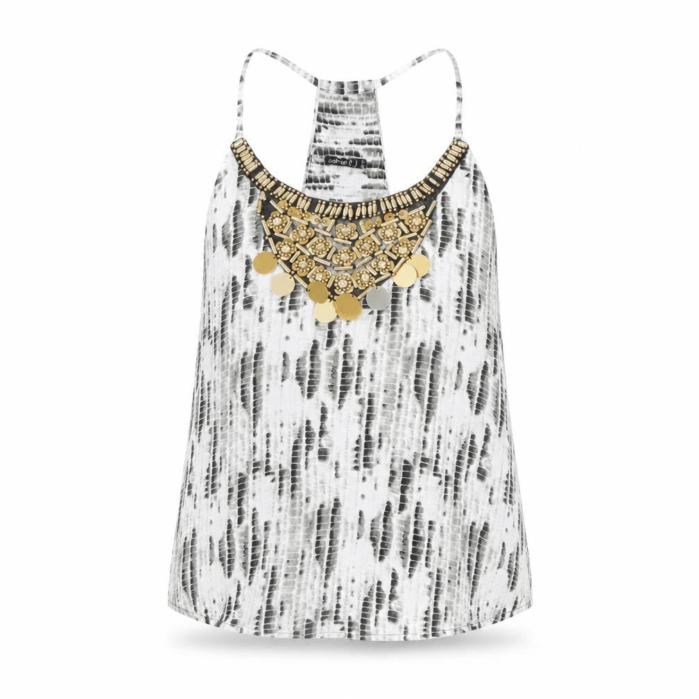 Boohoo Petite Women's Black Halter Beaded Camisole Top UK 10