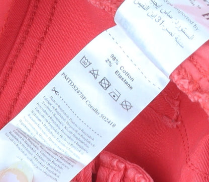 Terranova Women Red High Rise Bermuda Cotton Stretch Shorts M