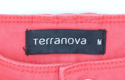Terranova Women Red High Rise Bermuda Cotton Stretch Shorts M