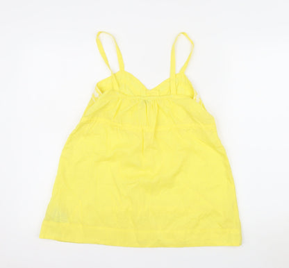 New Look Women Yellow Cotton Embroidered Camisole Top Size 10