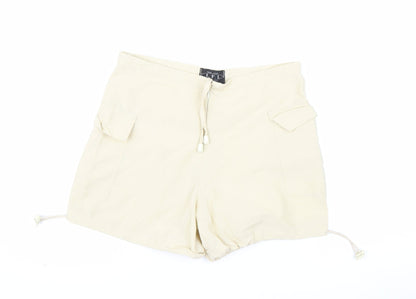 L.F.L Women Beige Cotton Nylon Cargo Shorts Size 12