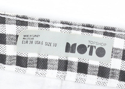 Topshop Women’s Black Check Cotton Mini Denim Skirt Size 10