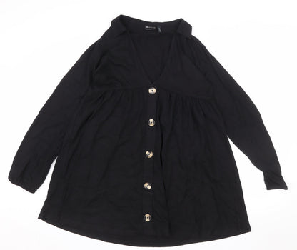 ASOS DESIGN Women’s Black Cotton Shirt Dress Size 8 Long Sleeve