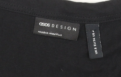ASOS DESIGN Women’s Black Cotton Shirt Dress Size 8 Long Sleeve