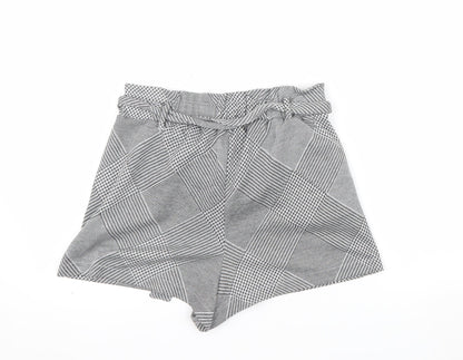Pull & Bear Womens Grey Check Paperbag Shorts Size 12