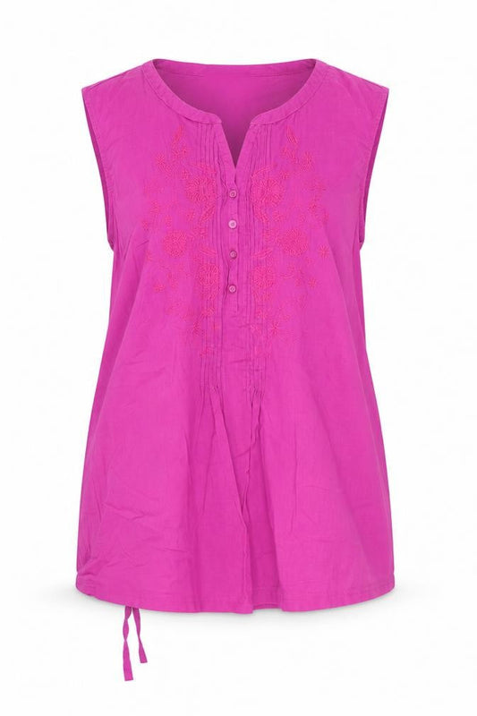 Maine New England Women’s Pink Linen Blend Tunic Blouse Size 14