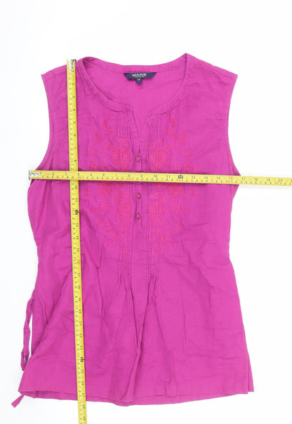 Maine New England Women’s Pink Linen Blend Tunic Blouse Size 14