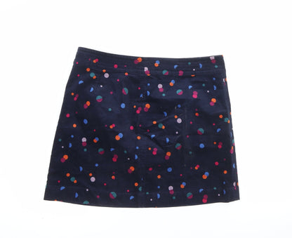 Monsoon Women Blue Polka Dot Corduroy A-Line Short Skirt Size 14