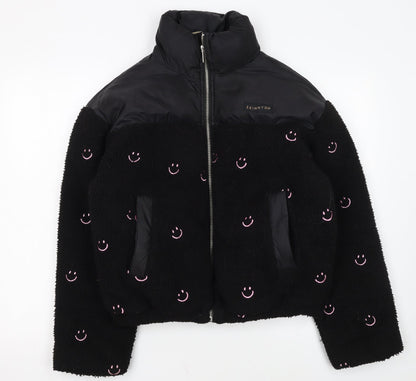 Skinnydip Women Black Smiley Face Puffer Jacket M