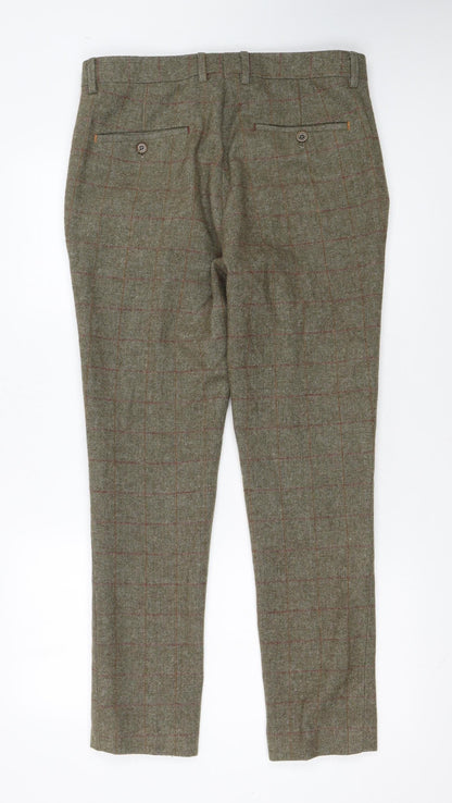 House of Cavani Men's Brown Check Tweed Trousers 32R Regular Fit