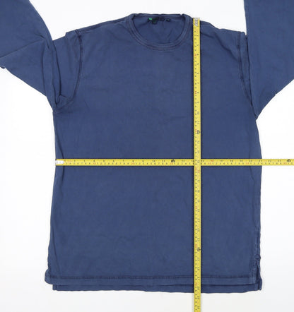 Boden Men's Blue Long Sleeve Cotton Crew Neck T-Shirt M