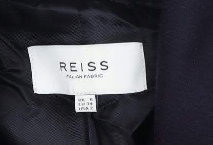 Reiss Womens Navy Wool Long Belted Trench Coat Size 6