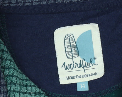 Weird Fish Womens Green 1/4 Zip Pullover Sweatshirt Size 14