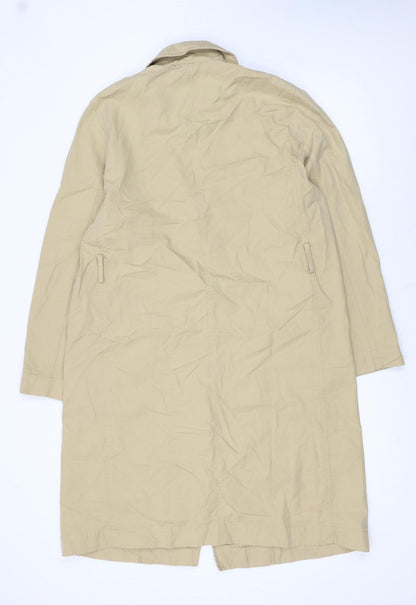 MNG Womens Beige Long Trench Coat Size M Water Resistant Cotton Blend