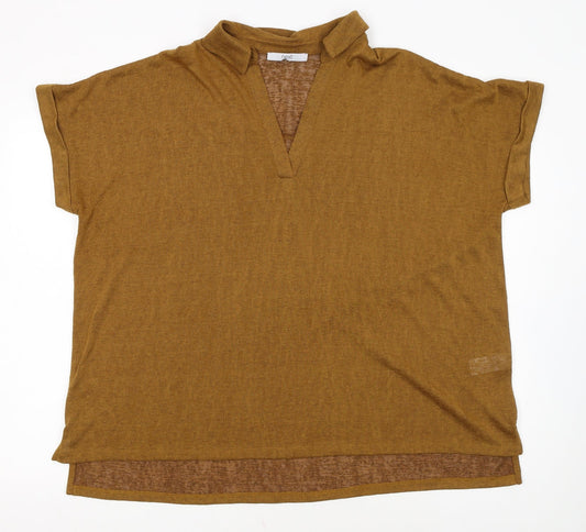 Next Women Brown Size 22 Tunic Blouse Short Sleeve Polyester