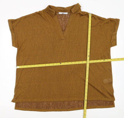 Next Women Brown Size 22 Tunic Blouse Short Sleeve Polyester
