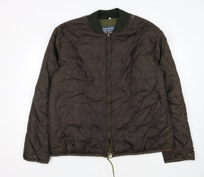 Brandit Men Brown Quilted Bomber Jacket 2XL Polyester Winter Lined