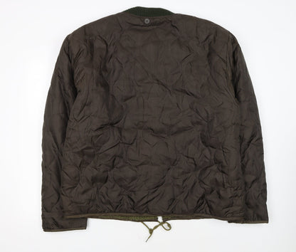 Brandit Men Brown Quilted Bomber Jacket 2XL Polyester Winter Lined