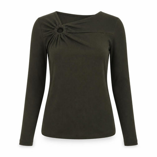 F&F Women's Green Long Sleeve Slim Fit Jersey Top Size 6