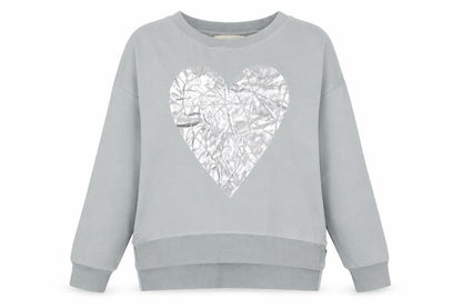 A Postcard from Brighton Womens Grey Silver Heart Pullover Sweatshirt Size S