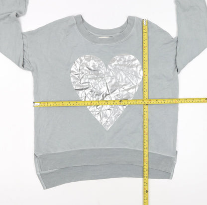 A Postcard from Brighton Womens Grey Silver Heart Pullover Sweatshirt Size S