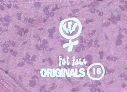 Fat Face Women Pink 3/4 Sleeve V-Neck Cotton T-Shirt Size 16