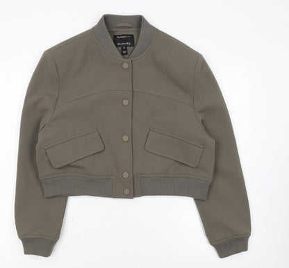 River Island Women Green Cropped Bomber Jacket Size 10