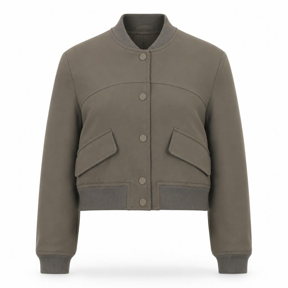 River Island Women Green Cropped Bomber Jacket Size 10
