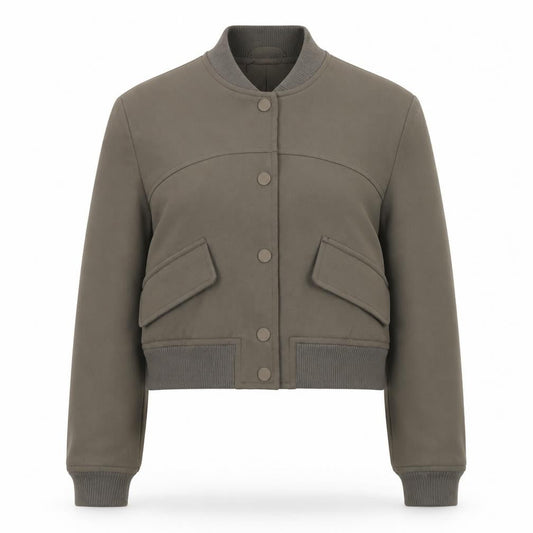 River Island Women Green Cropped Bomber Jacket Size 10