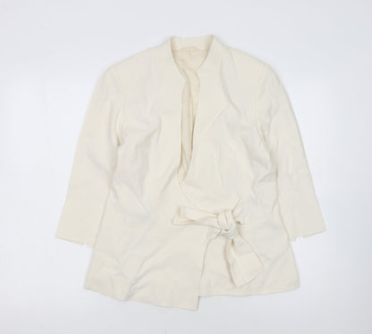 Phase Eight Women Ivory Size 12 Belted Crepe Blazer Jacket