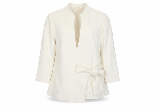 Phase Eight Women Ivory Size 12 Belted Crepe Blazer Jacket