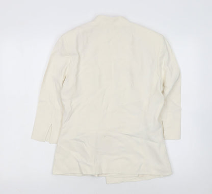 Phase Eight Women Ivory Size 12 Belted Crepe Blazer Jacket
