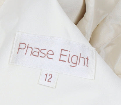 Phase Eight Women Ivory Size 12 Belted Crepe Blazer Jacket