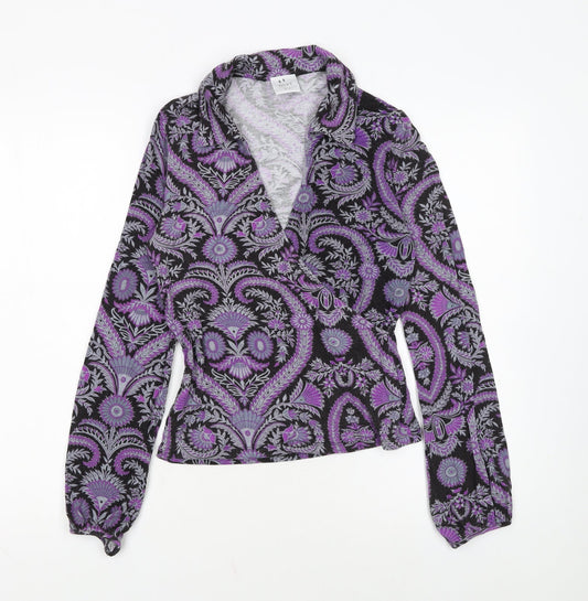 Next Women's Multicoloured Paisley Wrap Blouse UK 8 Viscose Stretch