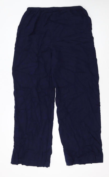 Marks and Spencer Women's Blue Linen Blend Relaxed Tall Trousers Size 14