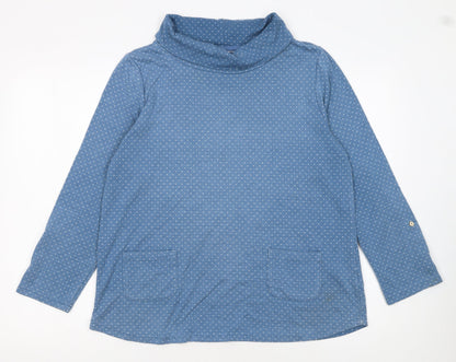 Mantaray Women Blue Polka Dot Tunic Sweatshirt Size 16 Cotton Blend