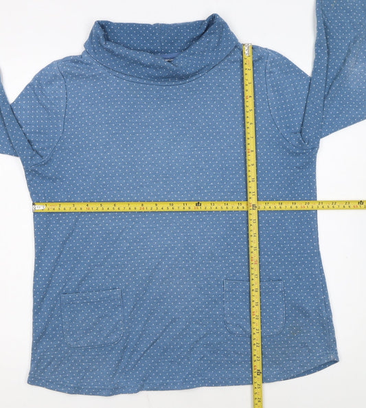 Mantaray Women Blue Polka Dot Tunic Sweatshirt Size 16 Cotton Blend