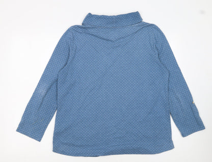 Mantaray Women Blue Polka Dot Tunic Sweatshirt Size 16 Cotton Blend