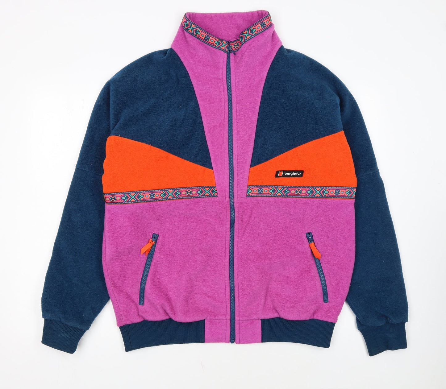 Berghaus Womens Purple Fleece Jacket M Colourblock Full Zip Retro Style