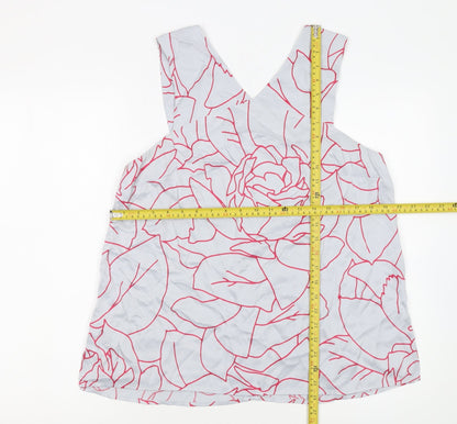 Jigsaw Women's White Floral Viscose Camisole Tank Top Size 14